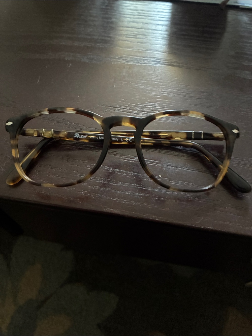 Persol Brown Tortoiseshell Round Acetate Glasses